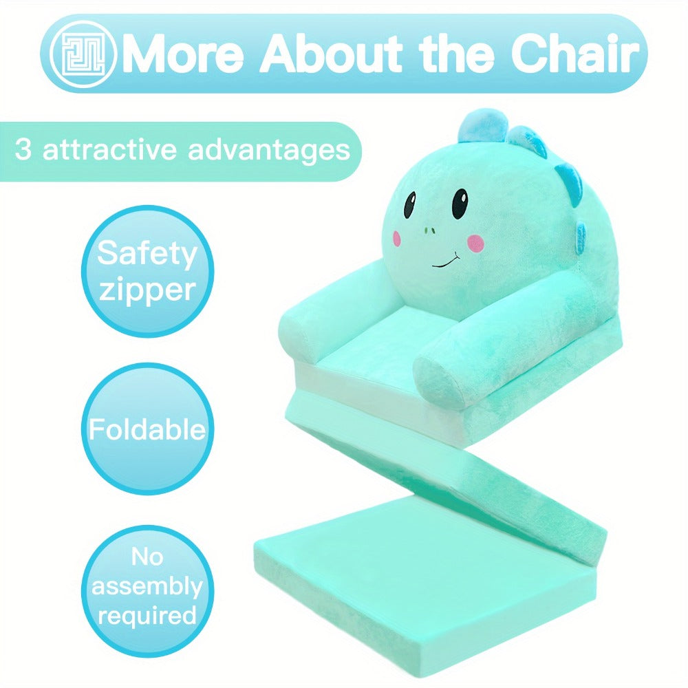 2-in-1 Velvet Kids Foldable Sofa with Fold-Out Lounger and Memory Foam for Kids' Room detail image - detail view 9