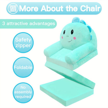 2-in-1 Velvet Kids Foldable Sofa with Fold-Out Lounger and Memory Foam for Kids' Room detail image - detail view 9