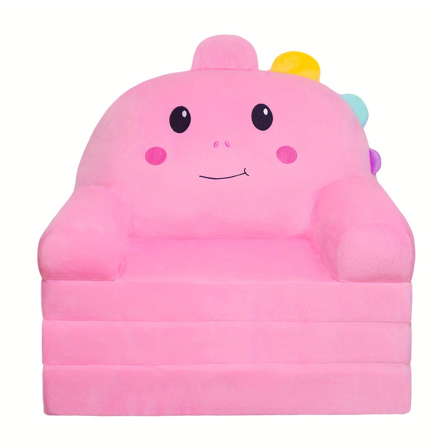 Kids Foldable Sofa shown in the Pink Dinosaur option