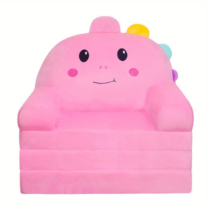 Kids Foldable Sofa shown in the Pink Dinosaur option