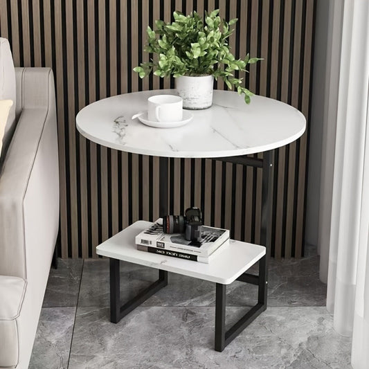 Side Table, 2-Layer Metal with Storage Shelf Compact Modern Light Luxury Sofa Bedside End shown in the main product view