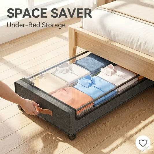 Under Bed Storage, Wheeled Box with Metal Drawer - 1 or 2 Pack Rolling Under-Bed Organizer shown in the main product view