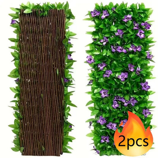 Artificial Vine Privacy Fence, Expandable Set of 2 Connectable Green Wall Panel UV shown in the main product view