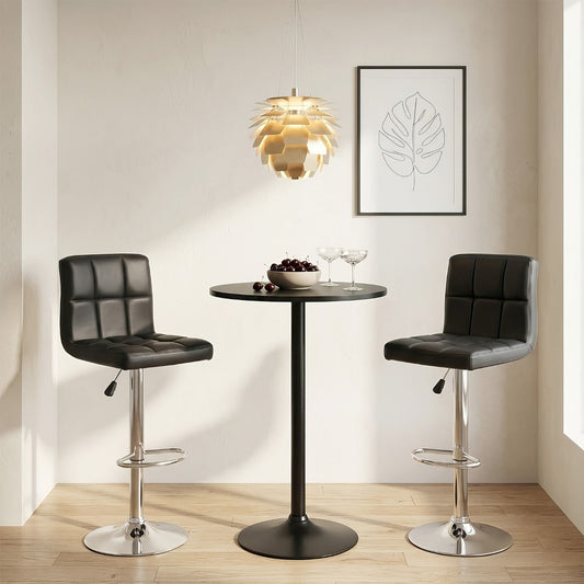 Bar Stool, Bar Stools Set of 2 PU Leather Adjustable Swivel with Backrest & Footrest shown in the main product view