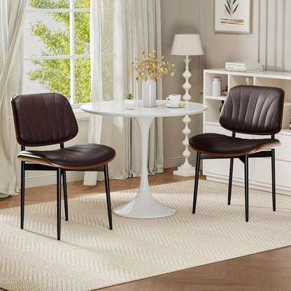 2-Piece Set Faux Leather Dining Chair, Upholstered Side Chair for Kitchen detail image - detail view 11