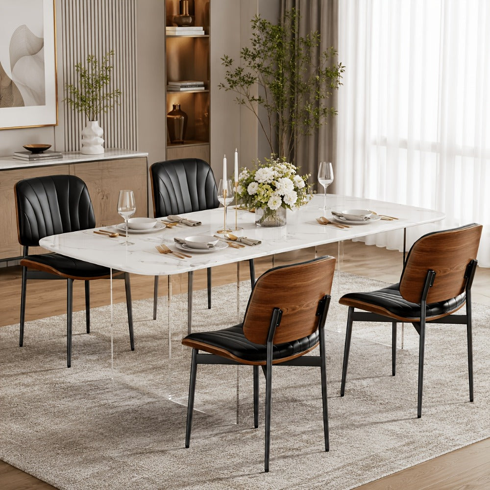 2-Piece Set Faux Leather Dining Chair, Upholstered Side Chair for Kitchen detail image - detail view 12
