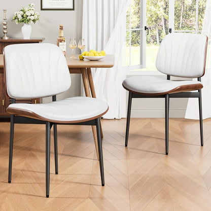2-Piece Set Faux Leather Dining Chair, Upholstered Side Chair for Kitchen detail image - detail view 15