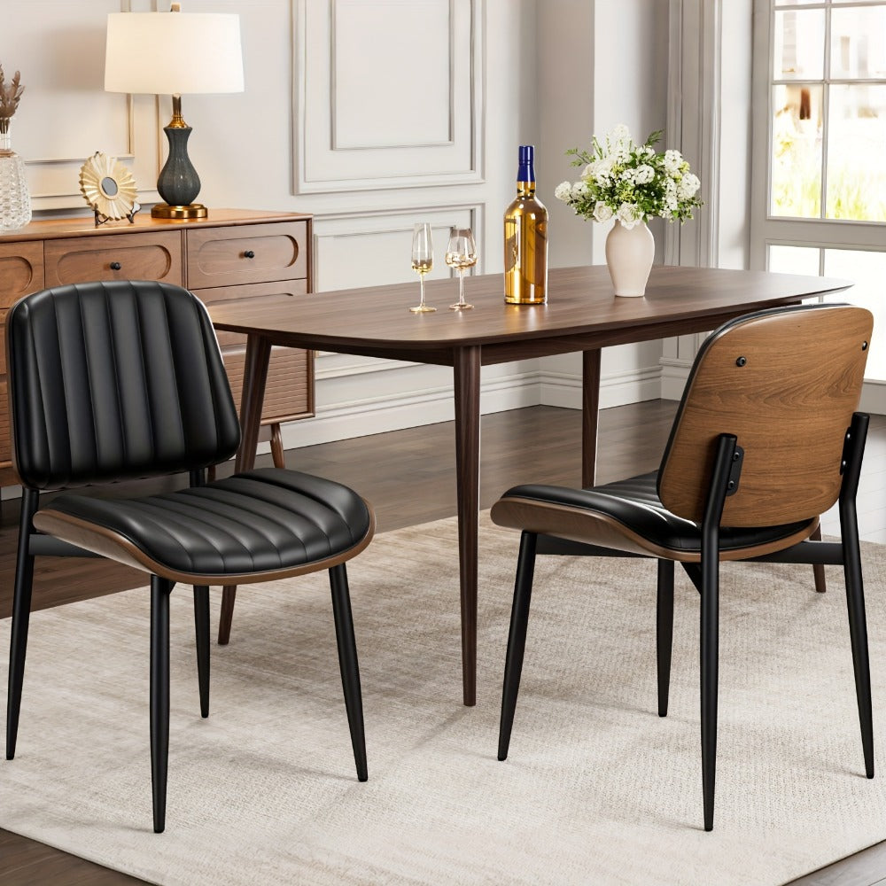 2-Piece Set Faux Leather Dining Chair, Upholstered Side Chair for Kitchen detail image - detail view 17