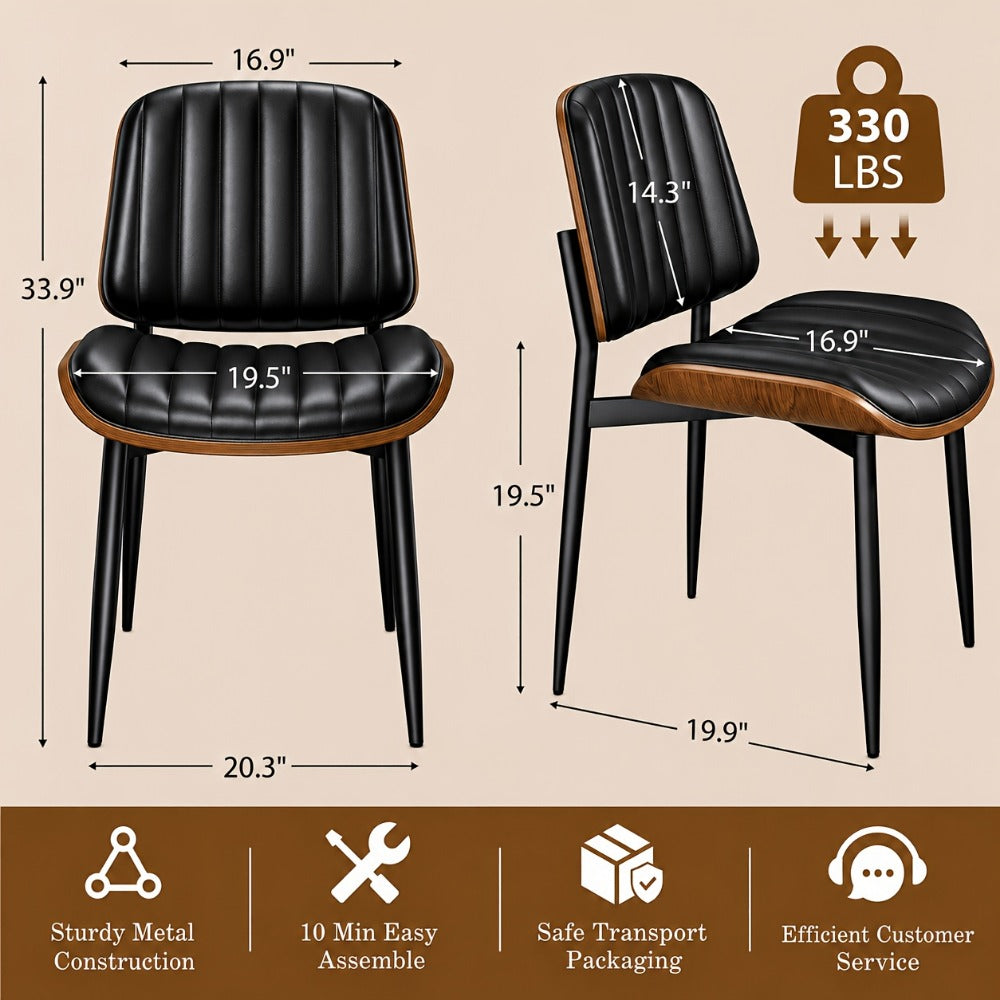 2-Piece Set Faux Leather Dining Chair, Upholstered Side Chair for Kitchen detail image - detail view 18