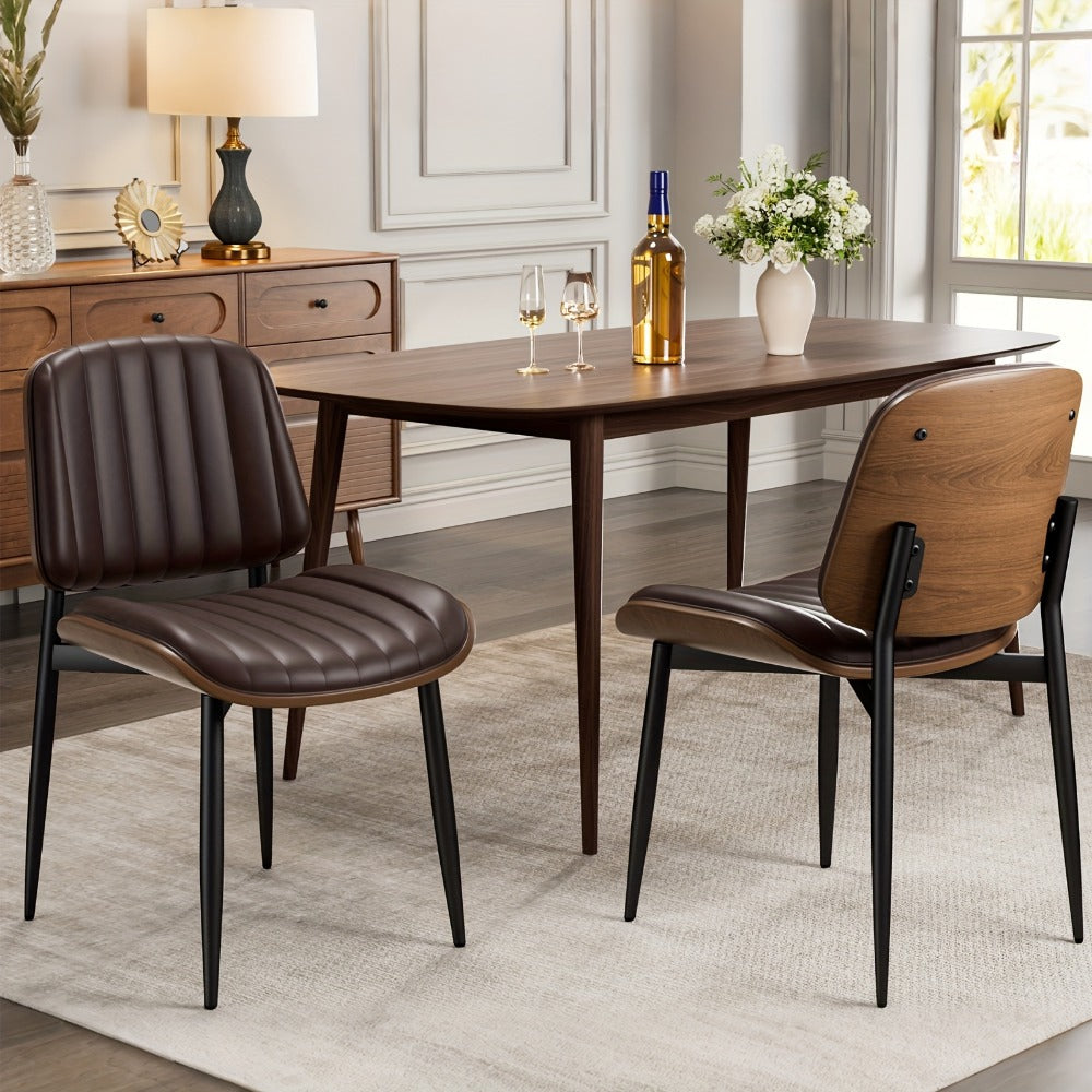 2-Piece Set Faux Leather Dining Chair, Upholstered Side Chair for Kitchen detail image - detail view 19