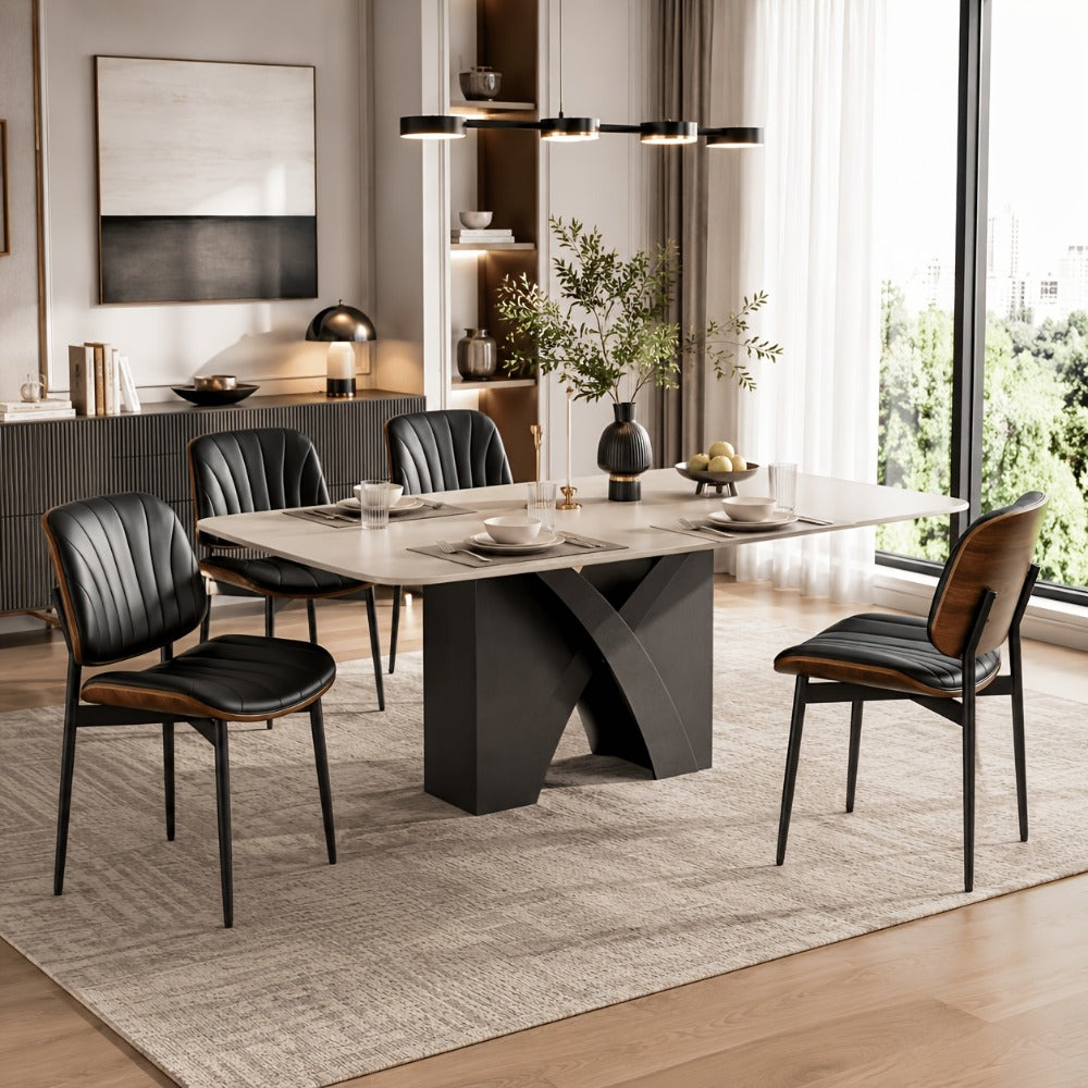 2-Piece Set Faux Leather Dining Chair, Upholstered Side Chair for Kitchen detail image