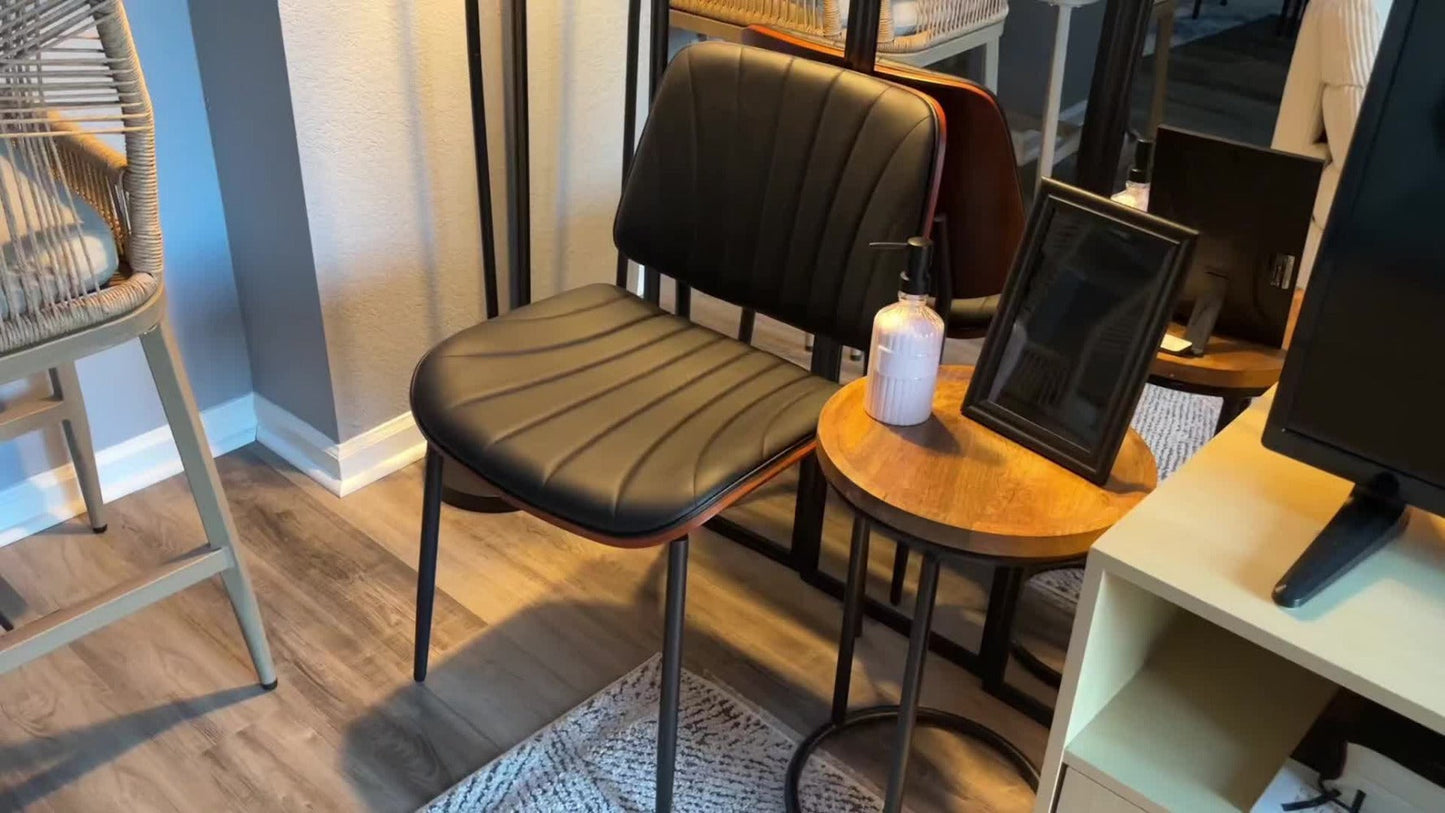2-Piece Set Faux Leather Dining Chair, Upholstered Side Chair for Kitchen detail image - detail view 20