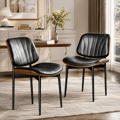 2-Piece Set Faux Leather Dining Chair, Upholstered Side Chair for Kitchen detail image - detail view 21