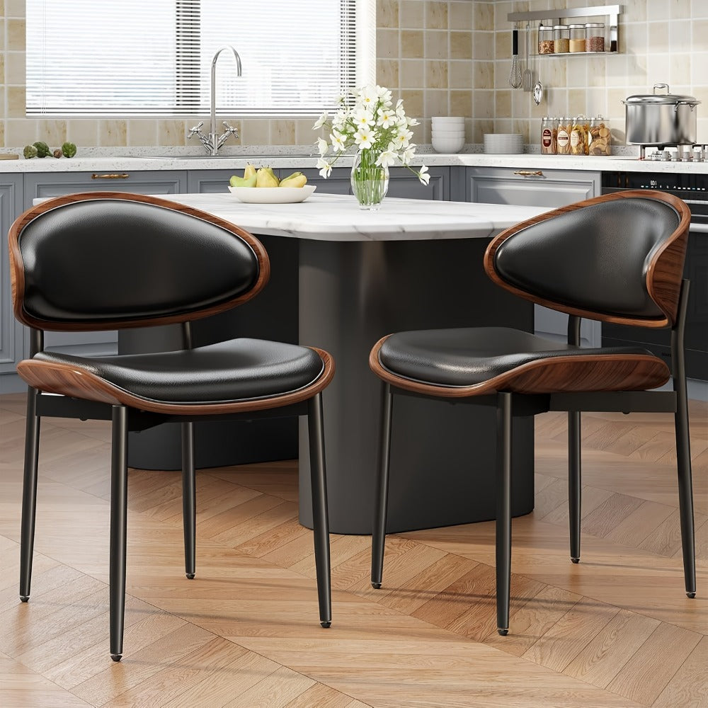 2-Piece Set Faux Leather Dining Chair, Upholstered Side Chair for Kitchen detail image - detail view 3