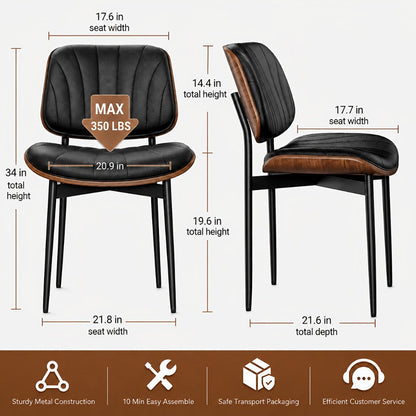 2-Piece Set Faux Leather Dining Chair, Upholstered Side Chair for Kitchen detail image - detail view 4