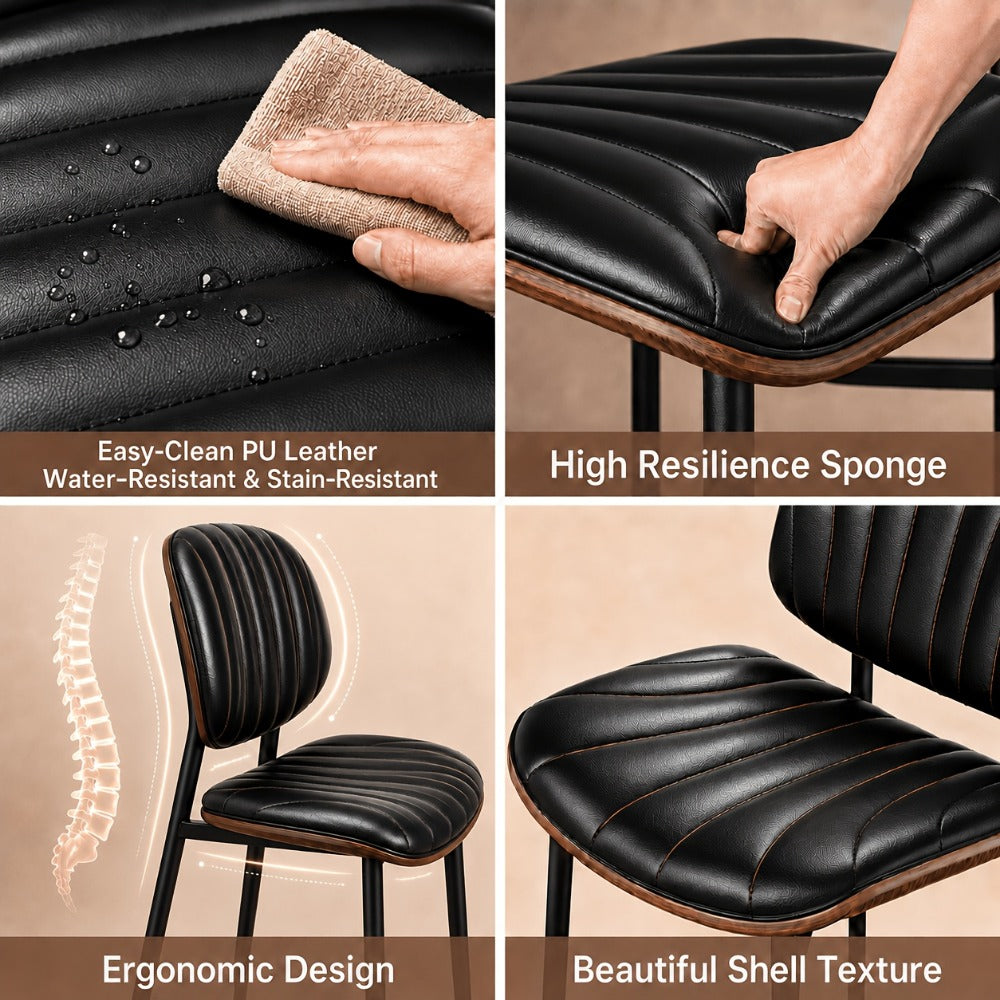 2-Piece Set Faux Leather Dining Chair, Upholstered Side Chair for Kitchen detail image - detail view 6