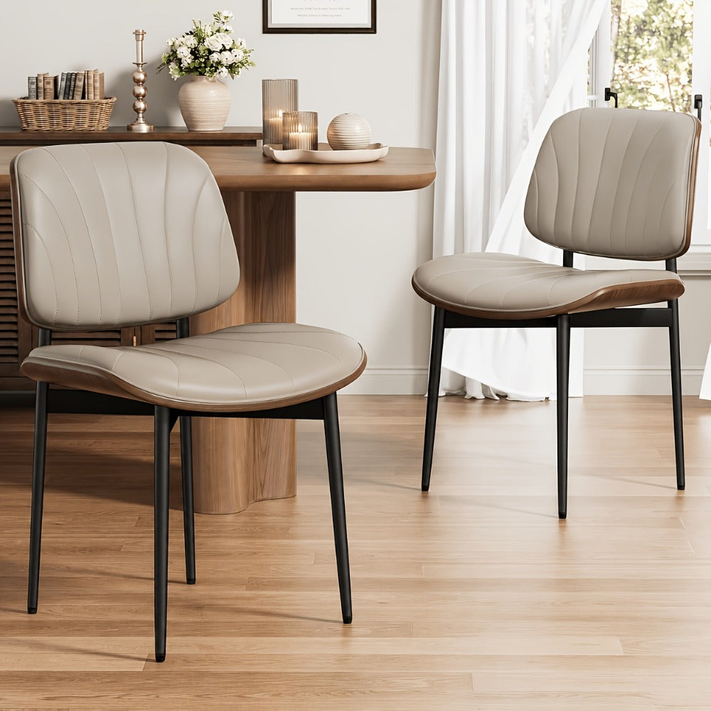 2-Piece Set Faux Leather Dining Chair, Upholstered Side Chair for Kitchen detail image - detail view 7