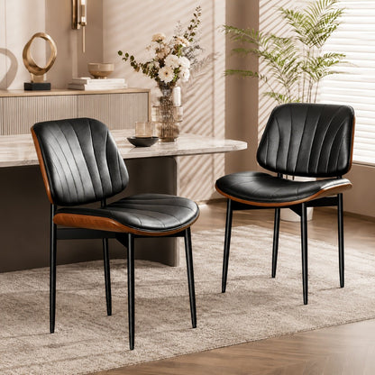 Dining Chair, Set of 2 Modern Faux Leather Dining Chairs with Padded Seat & Backrest shown in the main product view