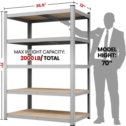 2-Piece Set Metal Storage Shelving Unit with Tool-Free Assembly and Multiple Color Options detail image - detail view 5