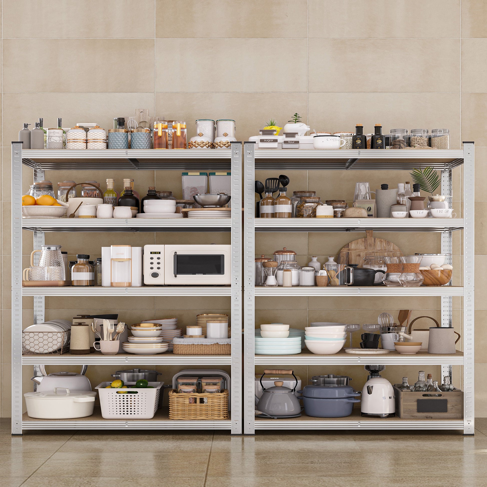 2-Piece Set Metal Storage Shelving Unit with Tool-Free Assembly and Multiple Color Options detail image - detail view 9