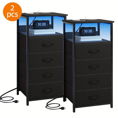 Nightstand shown in the 2pcs-4 Drawers-Black option