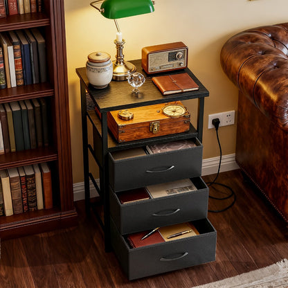 2-Piece Set Nightstand with Charging Station and LED Lighting for Bedroom detail image - detail view 10