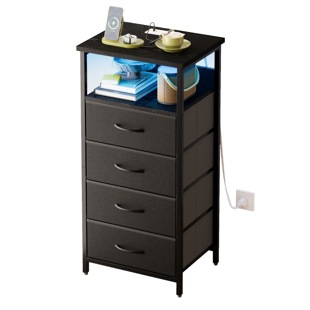 2-Piece Set Nightstand with Charging Station and LED Lighting for Bedroom detail image - detail view 11