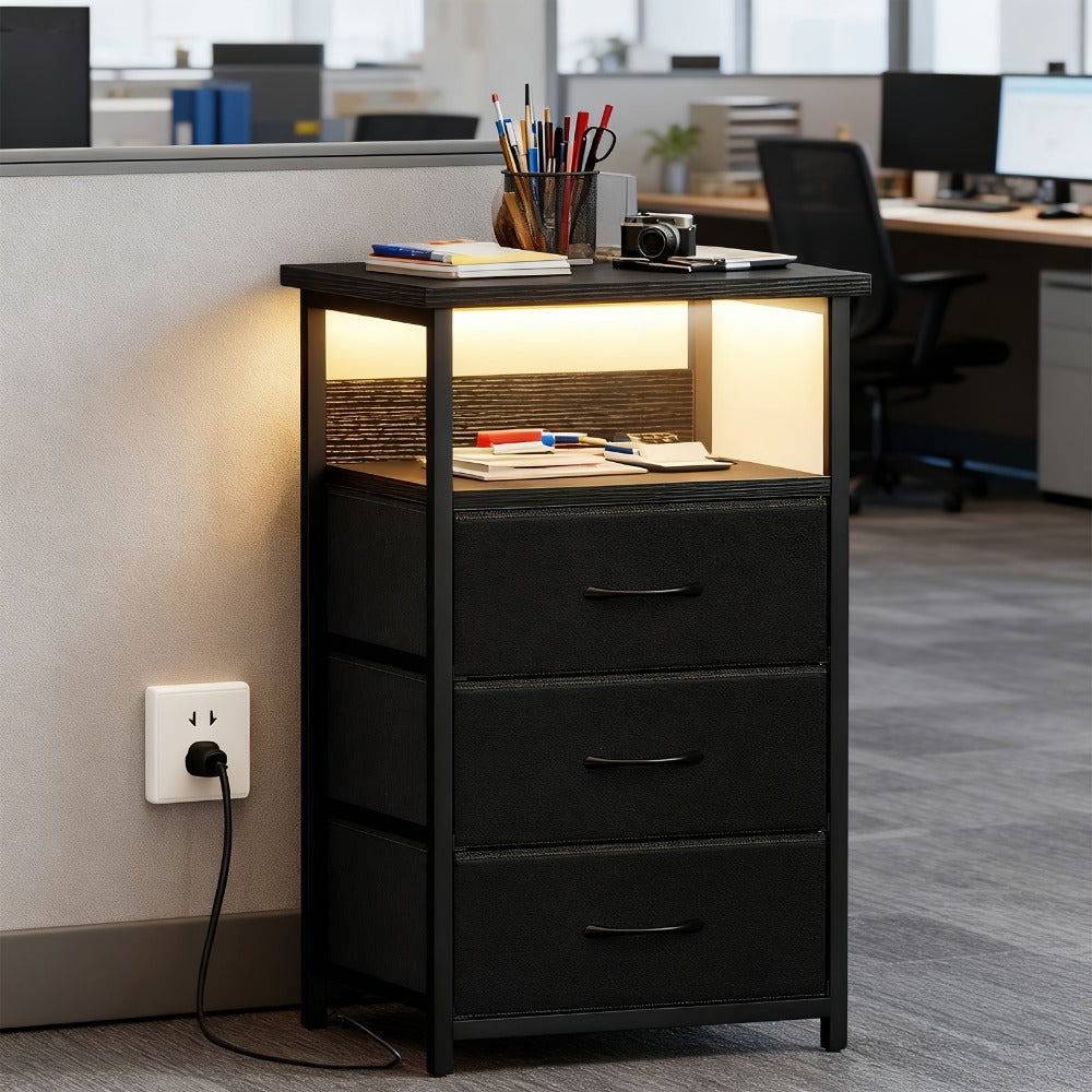2-Piece Set Nightstand with Charging Station and LED Lighting for Bedroom detail image - detail view 14