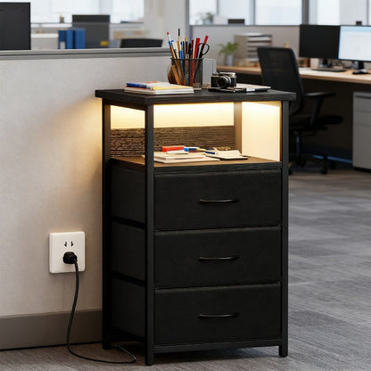 2-Piece Set Nightstand with Charging Station and LED Lighting for Bedroom detail image - detail view 14