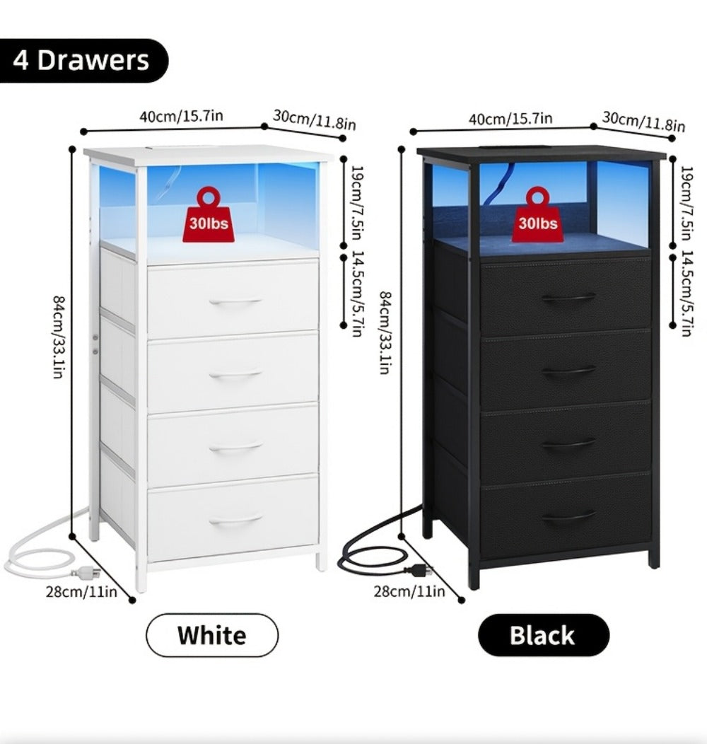 2-Piece Set Nightstand with Charging Station and LED Lighting for Bedroom detail image - detail view 30