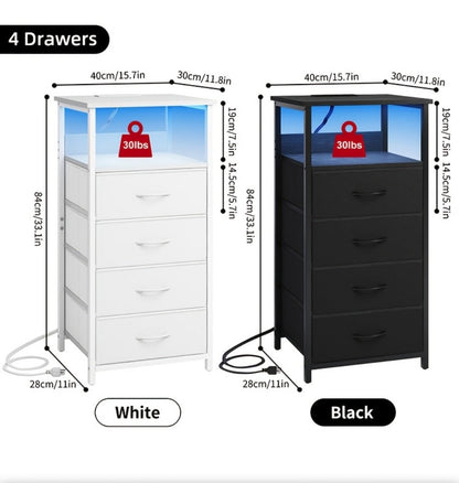 2-Piece Set Nightstand with Charging Station and LED Lighting for Bedroom detail image - detail view 30