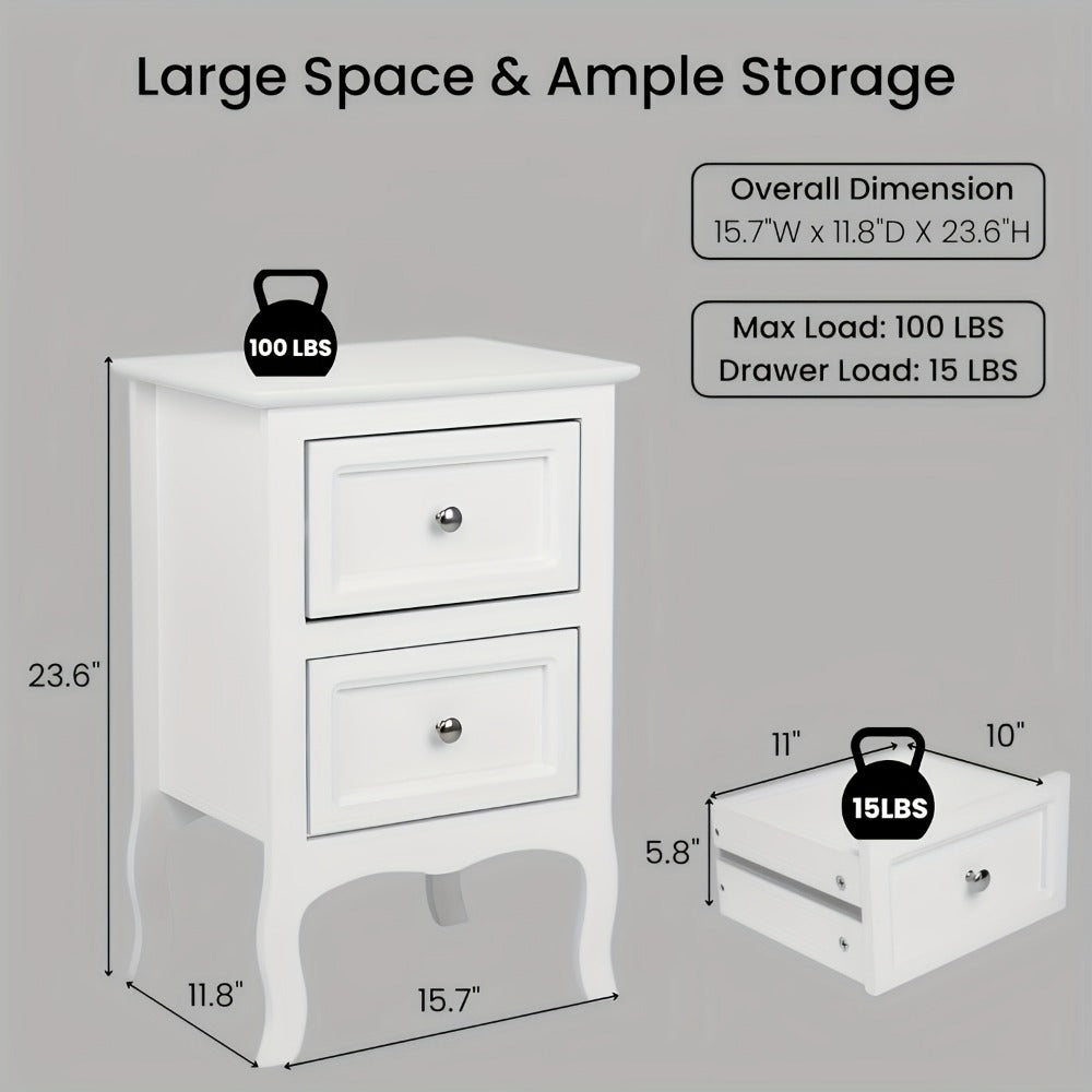 2-Piece Set Nightstand with Multiple Color Options, Bedside Storage Table detail image - detail view 22