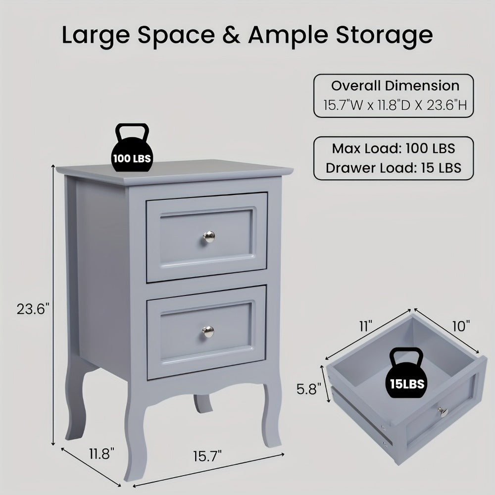 2-Piece Set Nightstand with Multiple Color Options, Bedside Storage Table detail image - detail view 4
