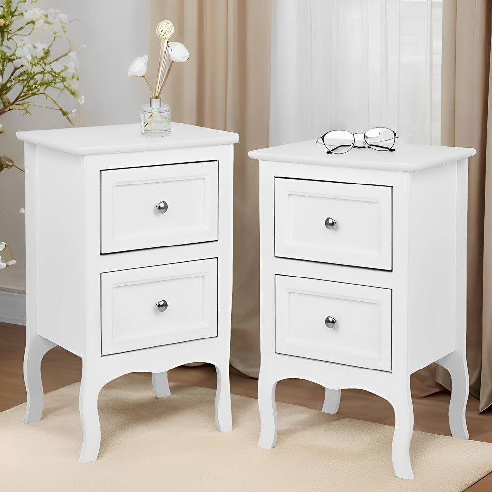 Nightstand, Set of 2 Country Style Wood Bedside Table with 2 Drawers for Bedroom College shown in the main product view