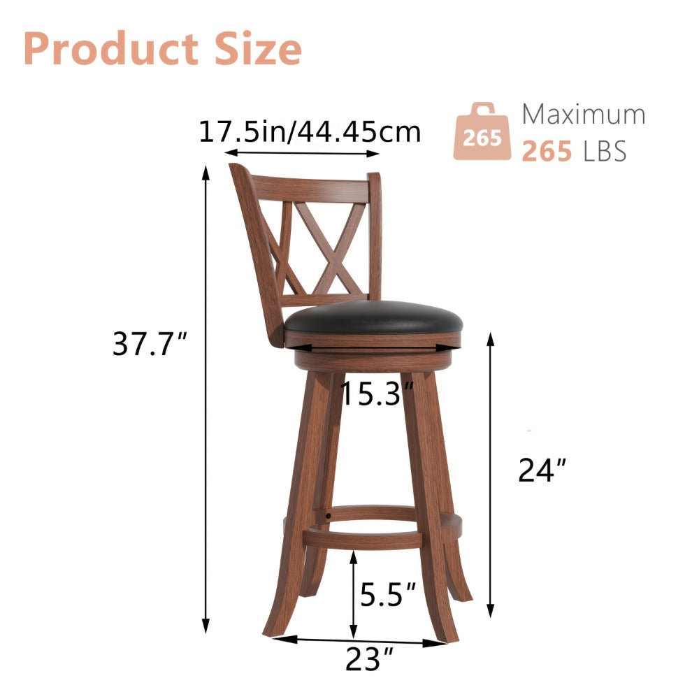 2-Piece Set Upholstered Bar Stool with Solid Wood Construction for Kitchen detail image