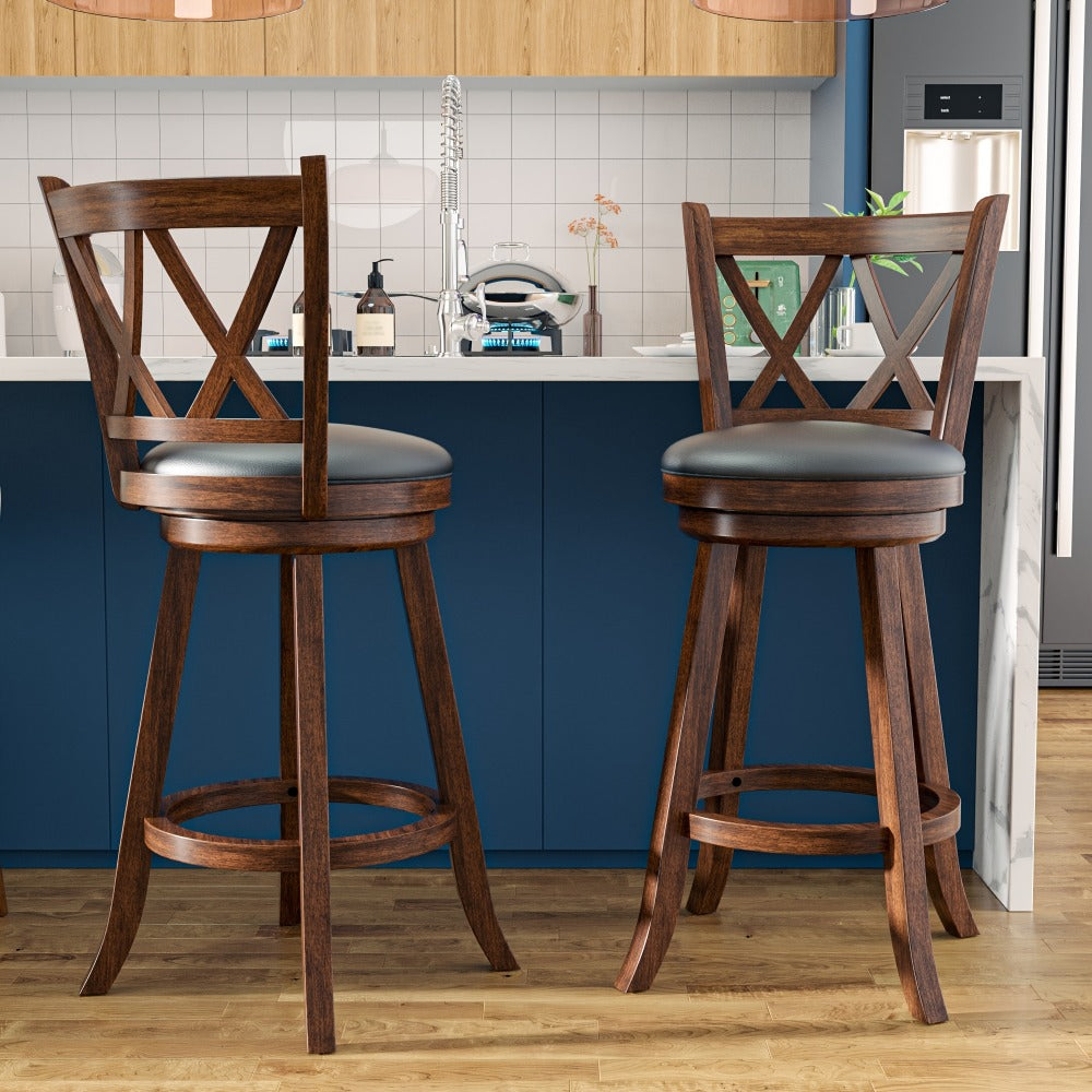 2-Piece Set Upholstered Bar Stool with Solid Wood Construction for Kitchen detail image - detail view 7