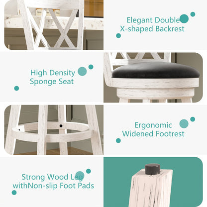 2-Piece Set Upholstered Bar Stool with Solid Wood Construction for Kitchen detail image - detail view 8