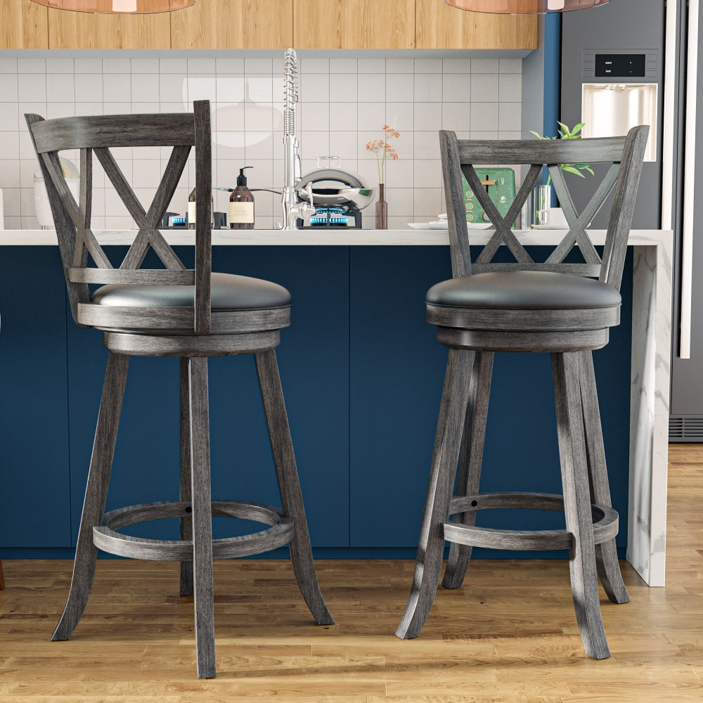 2-Piece Set Upholstered Bar Stool with Solid Wood Construction for Kitchen detail image - detail view 9