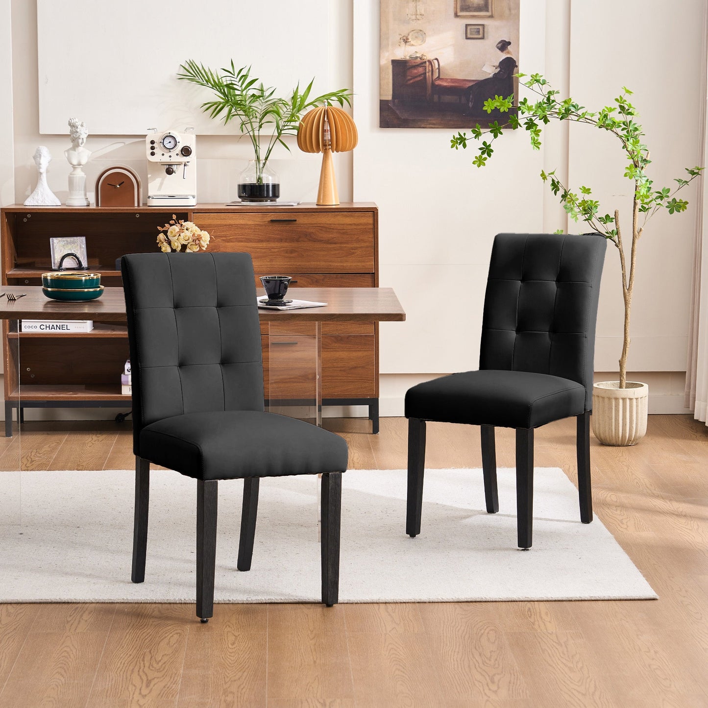 2-Piece Set Upholstered Dining Chair, Dining Room Accent Chair for Kitchen detail image - detail view 6