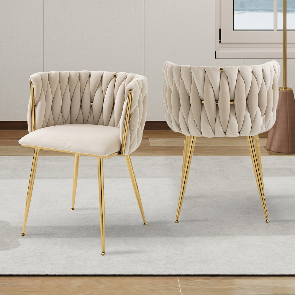 Dining Chair, Velvet Dining Chairs Set of 2 with Gold Metal Legs, Upholstered Accent Chair shown in the main product view