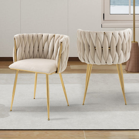 Dining Chair, Velvet Dining Chairs Set of 2 with Gold Metal Legs, Upholstered Accent Chair shown in the main product view