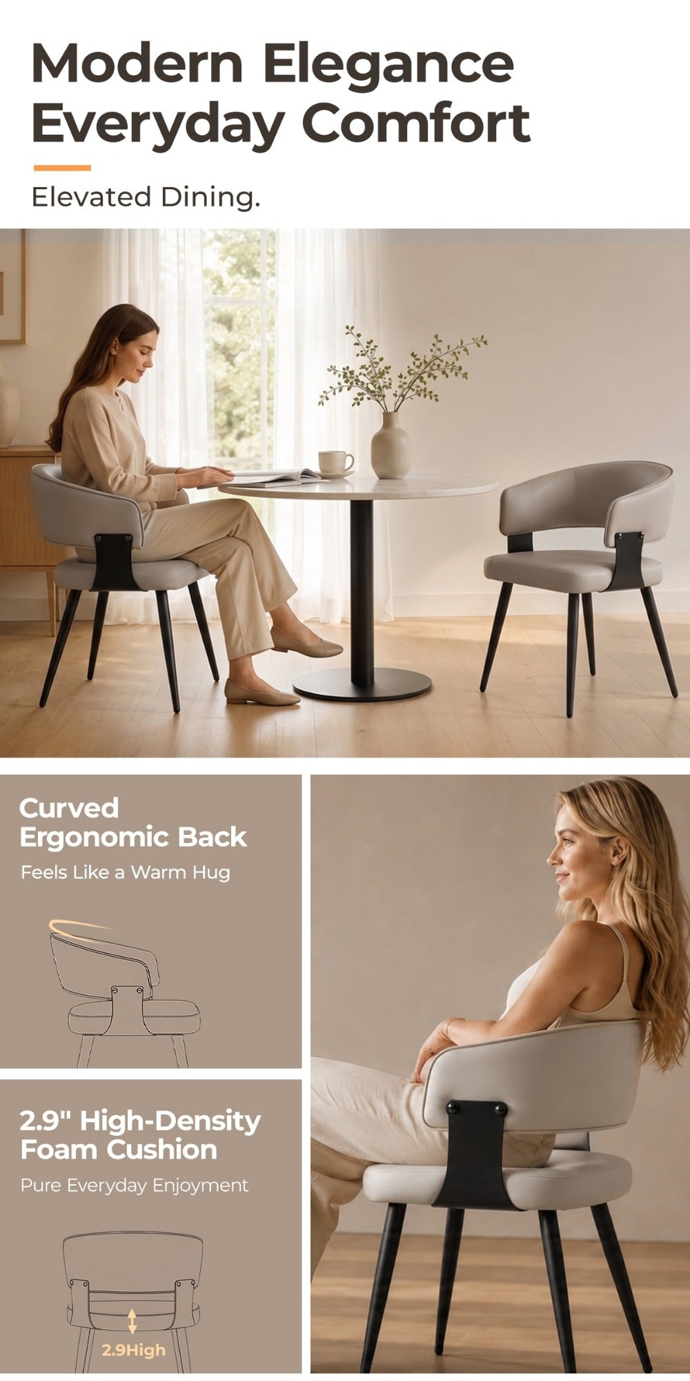 2-Piece Set Upholstered Dining Chair, Upholstered Side Chair for Kitchen detail image - detail view 13