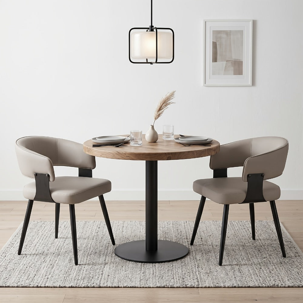 Dining Chair, Faux Leather Dining Chairs Set of 2 - Upholstered Mid Century Kitchen Chairs shown in the main product view
