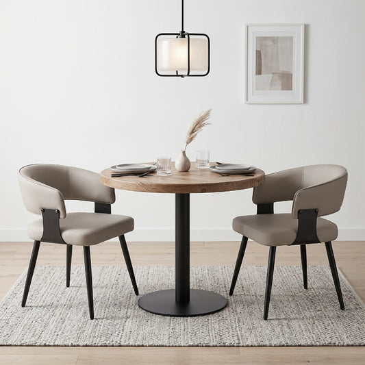 Dining Chair, Faux Leather Dining Chairs Set of 2 - Upholstered Mid Century Kitchen Chairs shown in the main product view