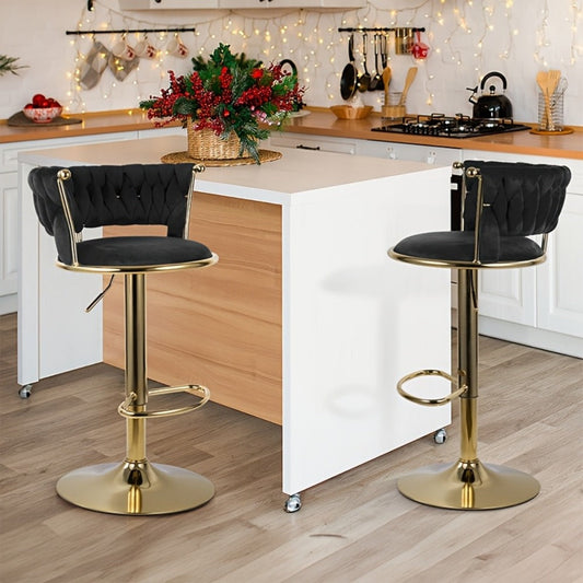 Bar Stool, Velvet Bar Stools Set of 2 or 4 Swivel 360° Adjustable Height Counter Stools shown in the main product view