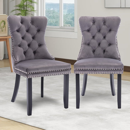 2-Piece Set Velvet Dining Chair with Tufted Back for Kitchen detail image - detail view 10