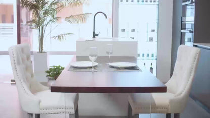 2-Piece Set Velvet Dining Chair with Tufted Back for Kitchen detail image - detail view 12
