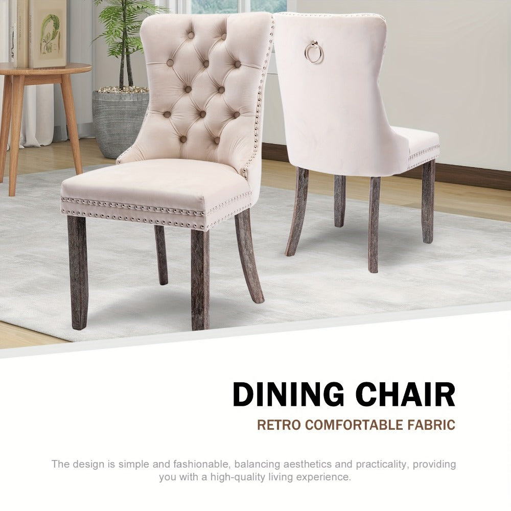 2-Piece Set Velvet Dining Chair with Tufted Back for Kitchen detail image - detail view 13