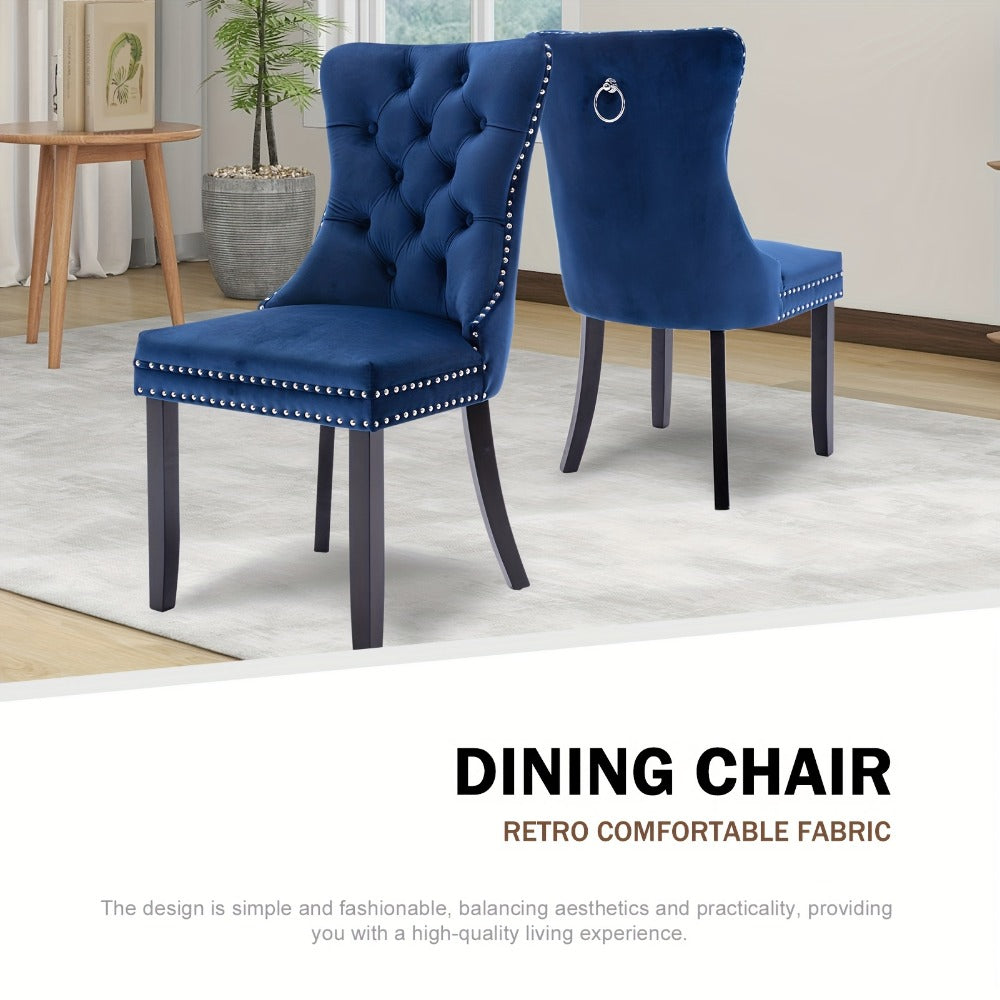 2-Piece Set Velvet Dining Chair with Tufted Back for Kitchen detail image - detail view 15