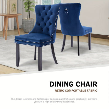 2-Piece Set Velvet Dining Chair with Tufted Back for Kitchen detail image - detail view 15